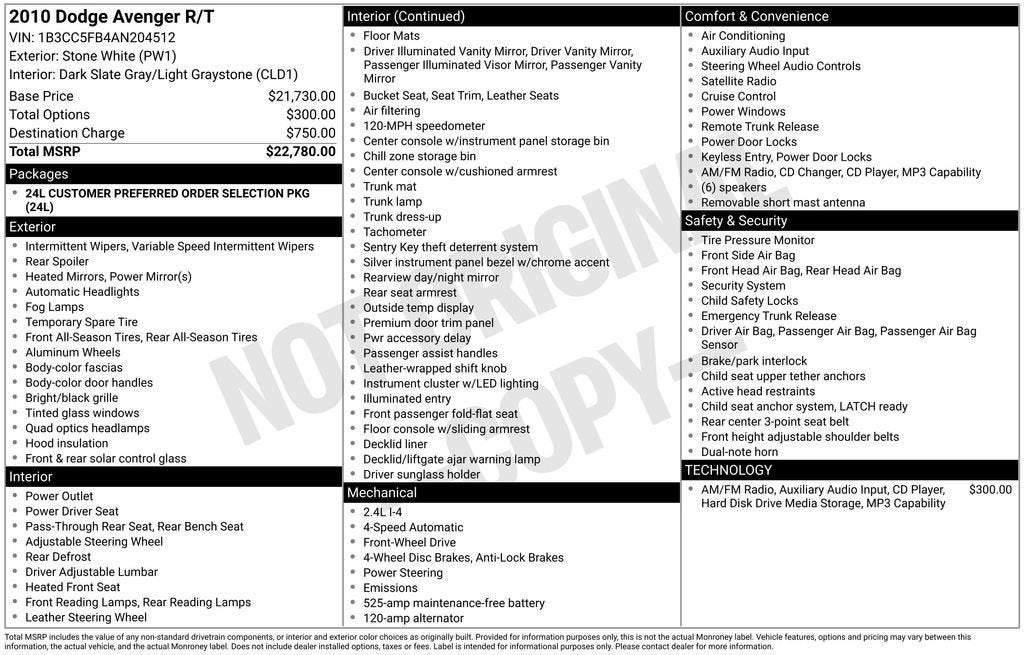 2010 Dodge Avenger R/T