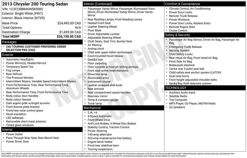 2013 Chrysler 200 Touring