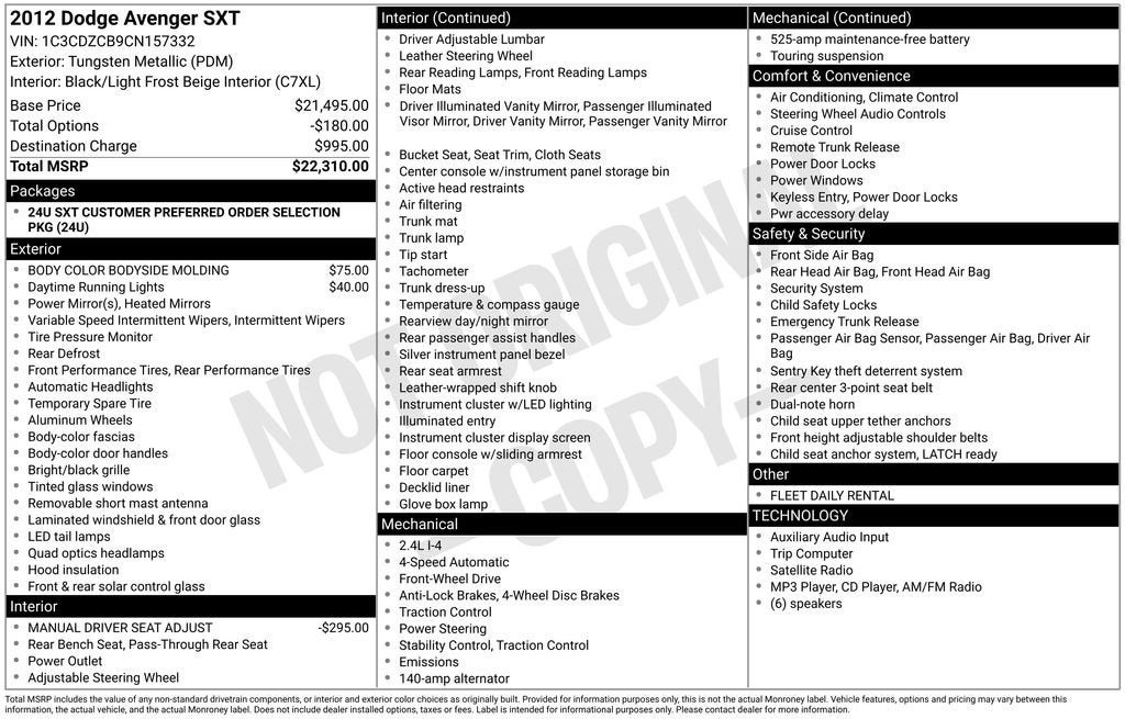 2012 Dodge Avenger SXT