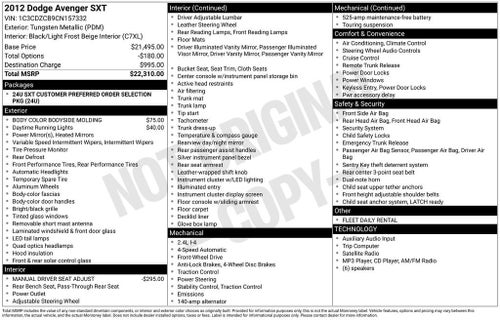 2012 Dodge Avenger SXT