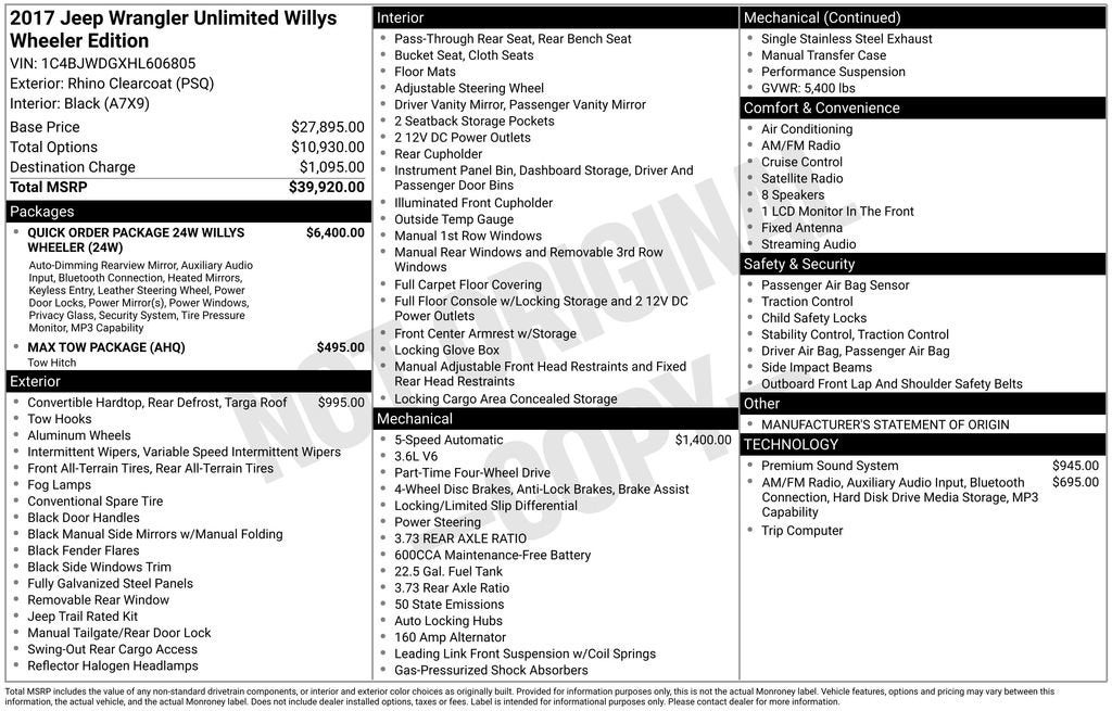 2017 Jeep Wrangler Unlimited Willy Wheeler 4x4