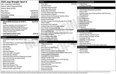 2020 Jeep Wrangler Sport S 4X4