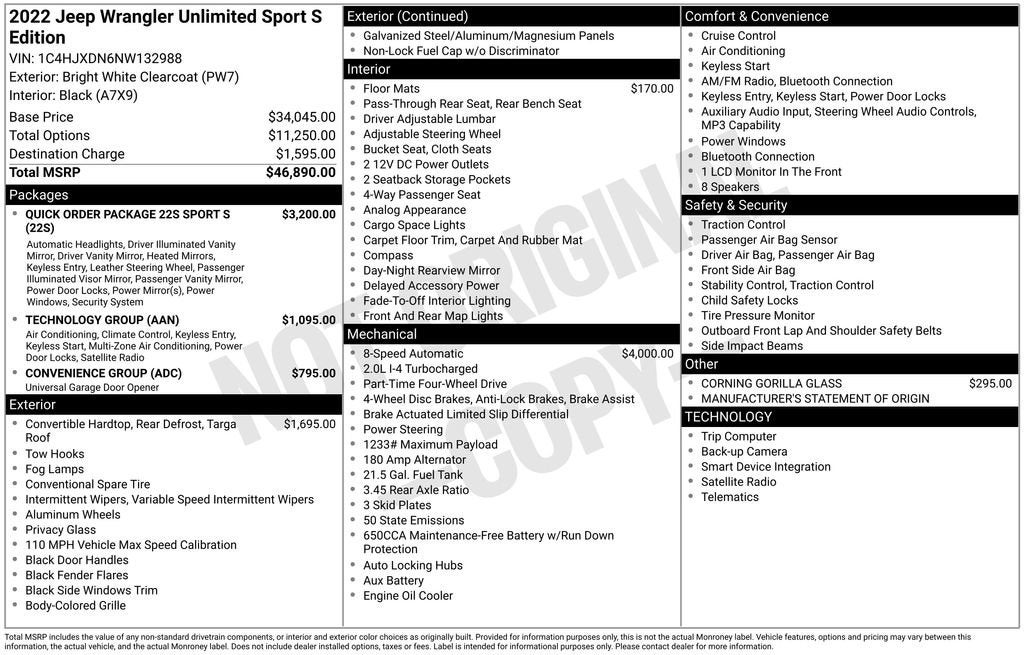 2022 Jeep Wrangler Unlimited Sport S 4x4