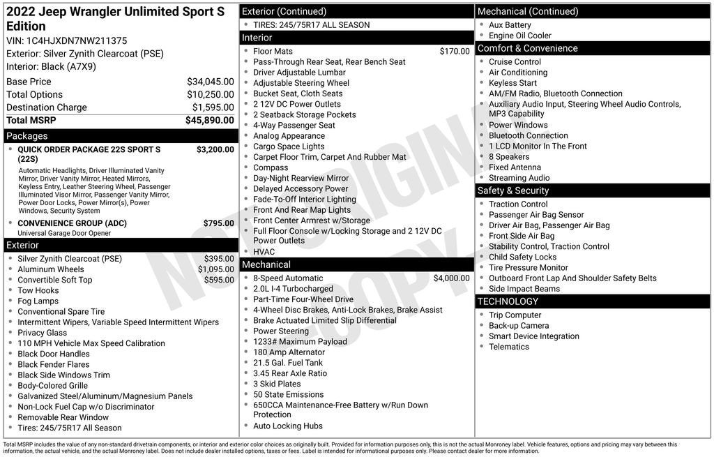 2022 Jeep Wrangler Unlimited Sport S
