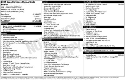 2016 Jeep Compass High Altitude Edition