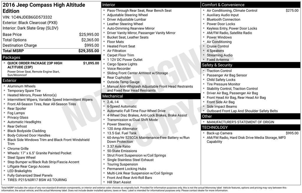 2016 Jeep Compass High Altitude Edition