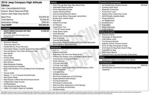 2016 Jeep Compass High Altitude Edition