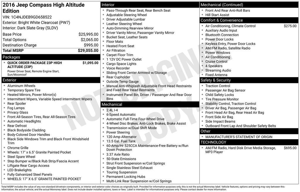 2016 Jeep Compass High Altitude Edition