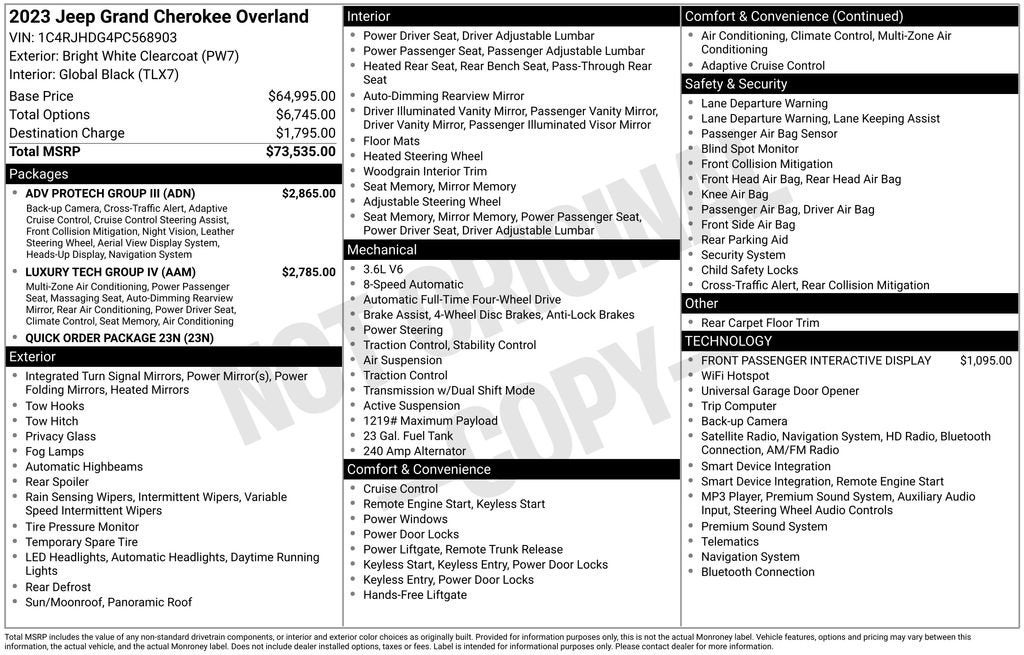 2023 Jeep Grand Cherokee Overland 4x4