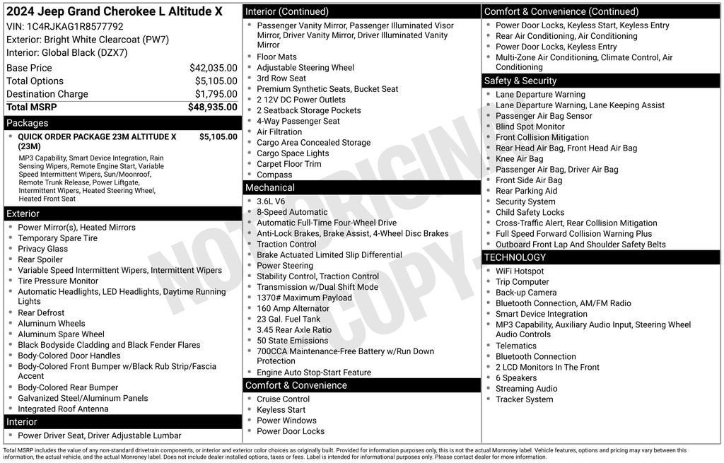 2024 Jeep Grand Cherokee L Altitude X 4x4