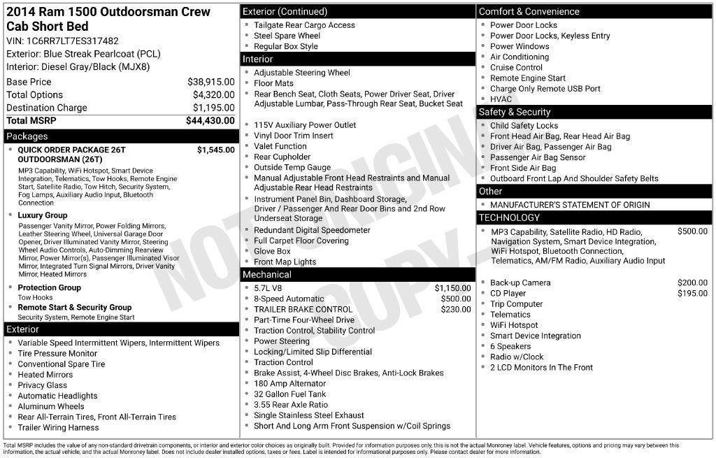 2014 RAM 1500 Outdoorsman