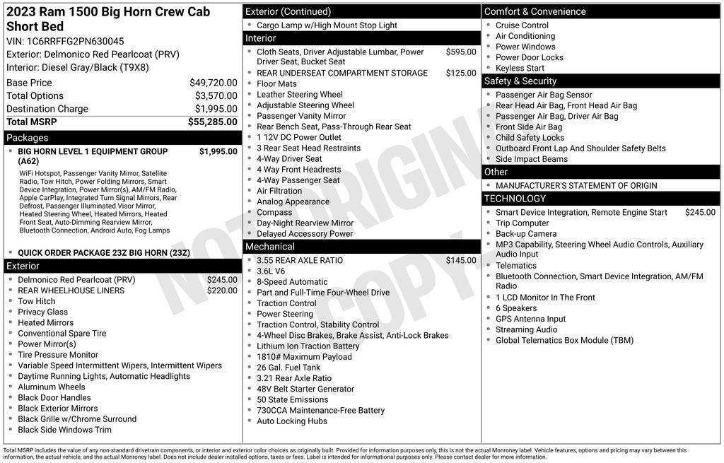 2023 RAM 1500 Big Horn Crew Cab 4x4 5'7" Box