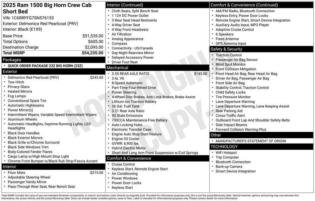 2025 RAM 1500 Big Horn Crew Cab 4x4 5'7" Box