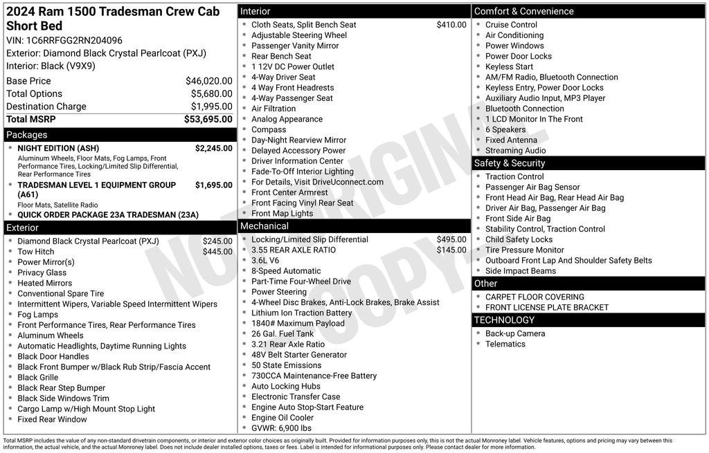 2024 RAM 1500 Tradesman Crew Cab 4x4 5'7" Box