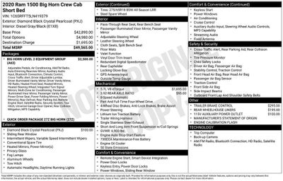2020 RAM 1500 Big Horn Crew Cab 4x4 5'7" Box