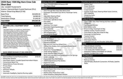 2020 RAM 1500 Big Horn Crew Cab 4x4 5'7" Box