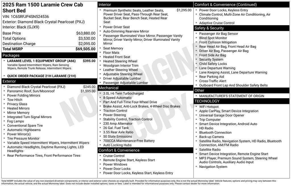 2025 RAM 1500 Laramie Crew Cab 4x4 5'7" Box