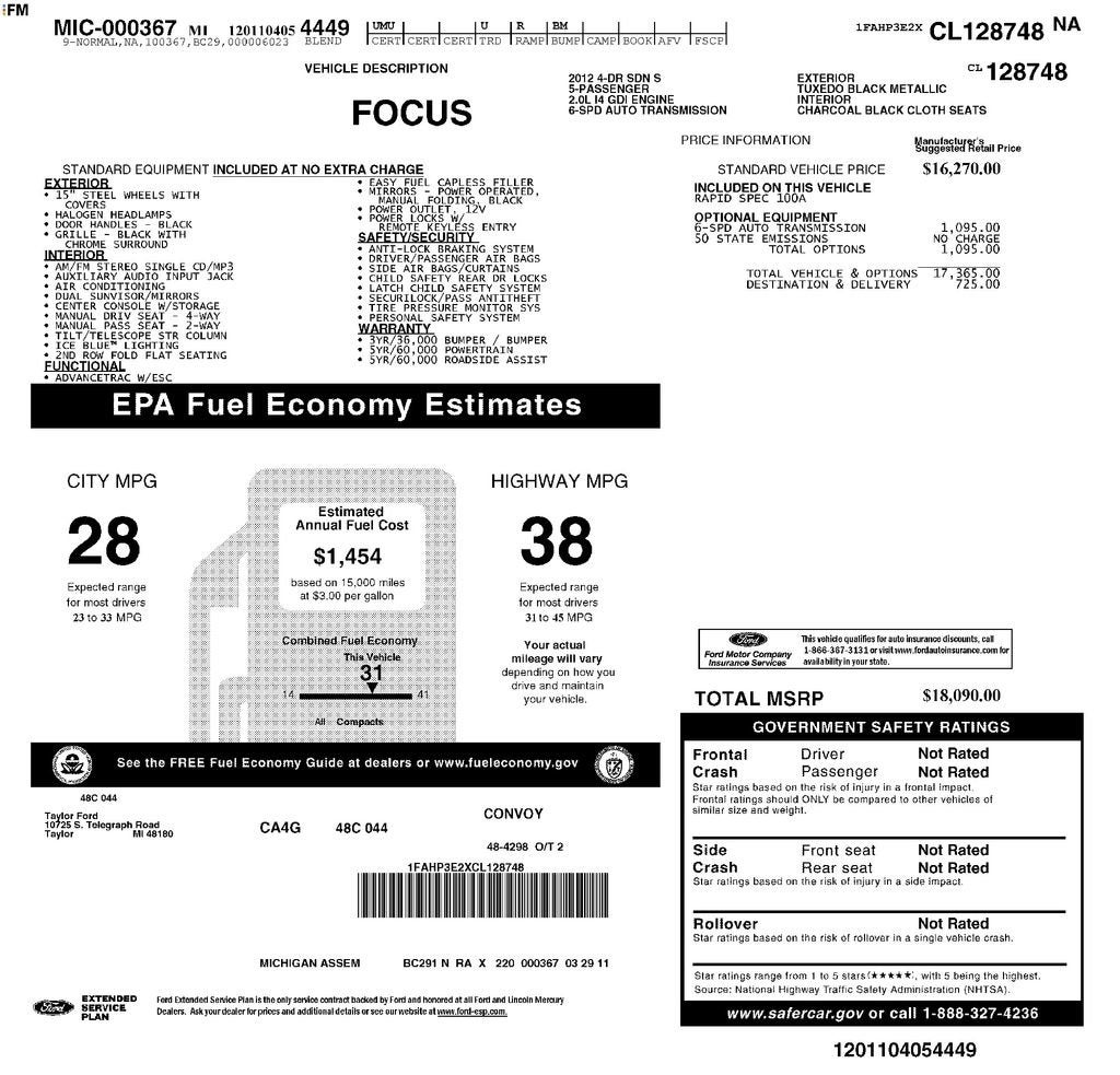 2012 Ford Focus S