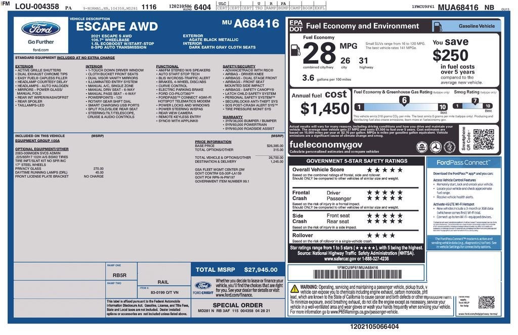 2021 Ford Escape S
