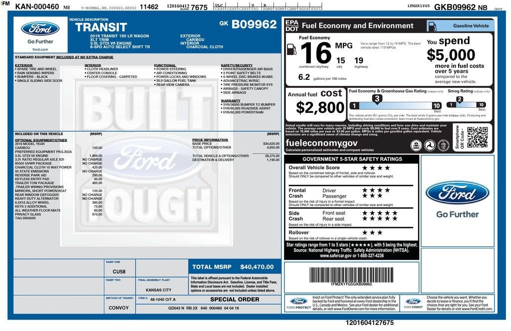 2016 Ford Transit Wagon XL