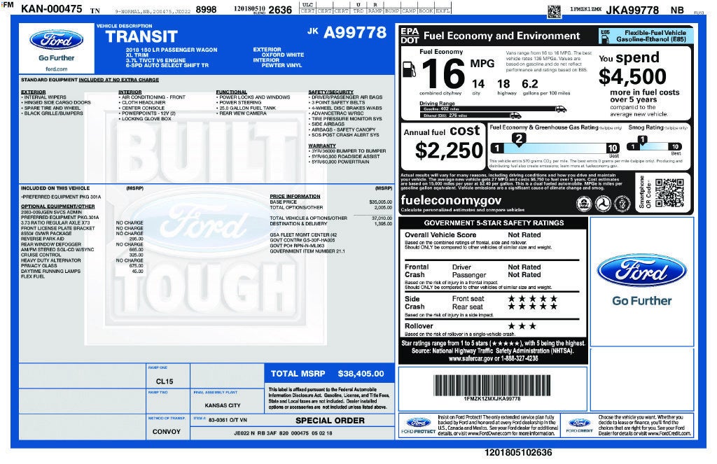 2018 Ford Transit Passenger Wagon XL