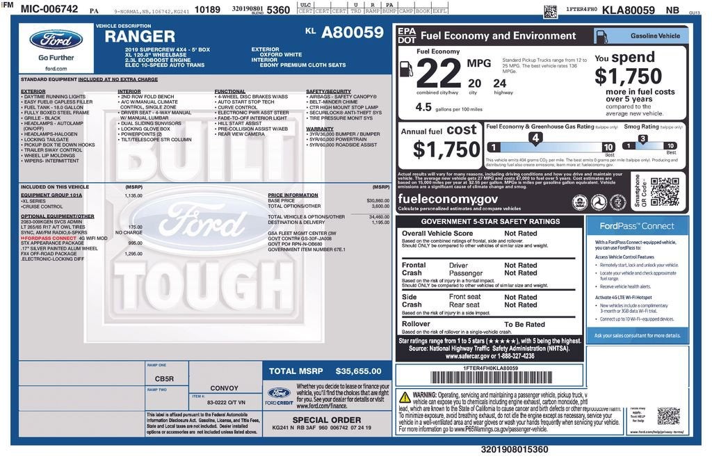 2019 Ford Ranger XL