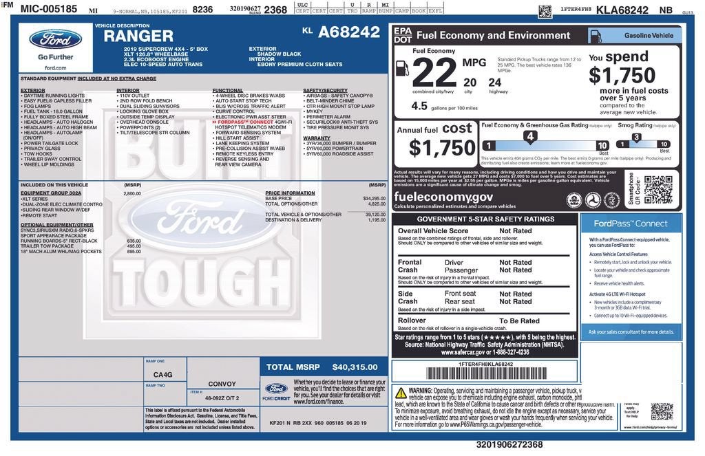 2019 Ford Ranger XL