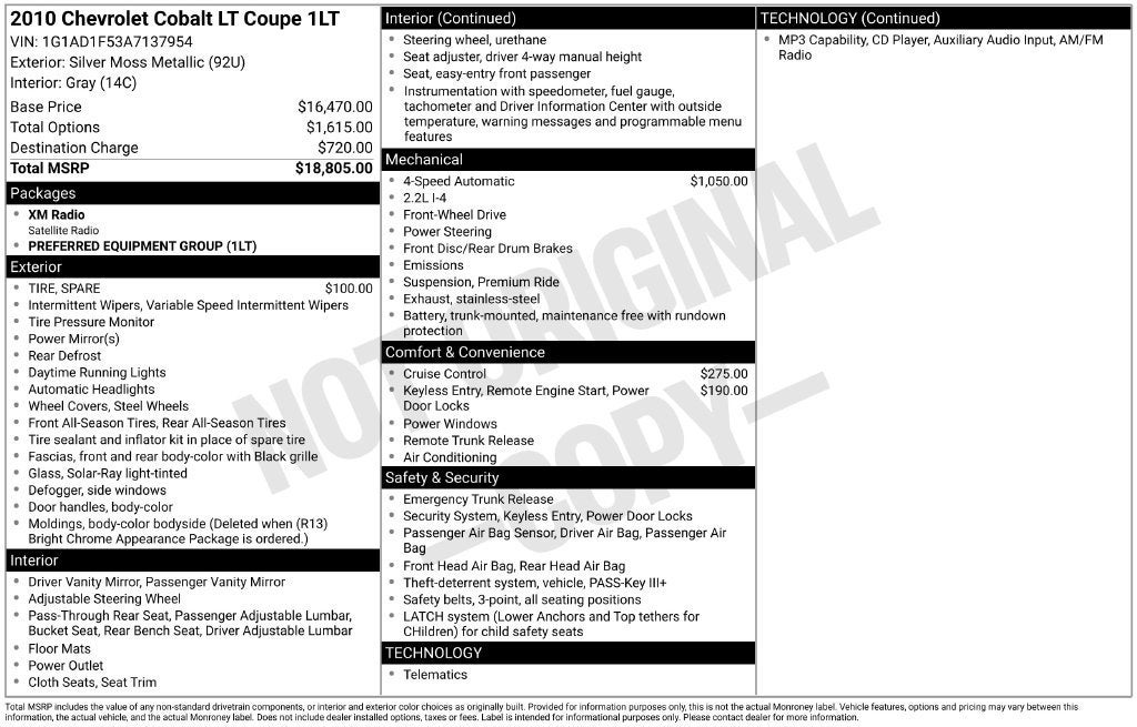 2010 Chevrolet Cobalt LT w/1LT