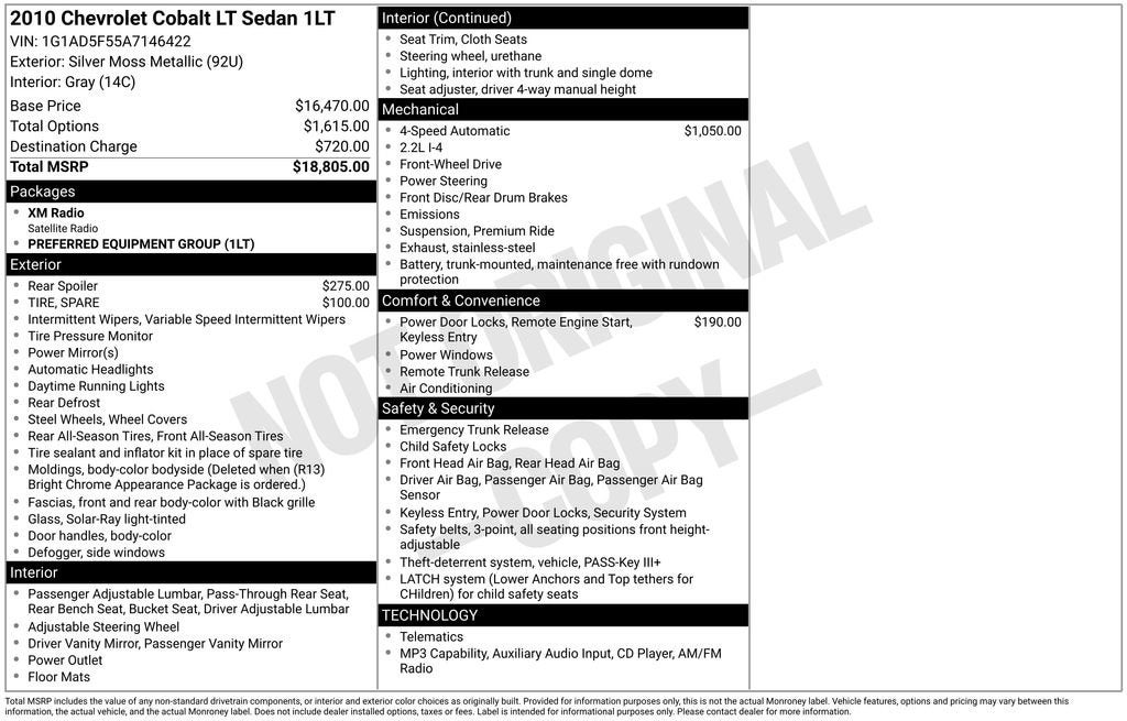 2010 Chevrolet Cobalt LT w/1LT