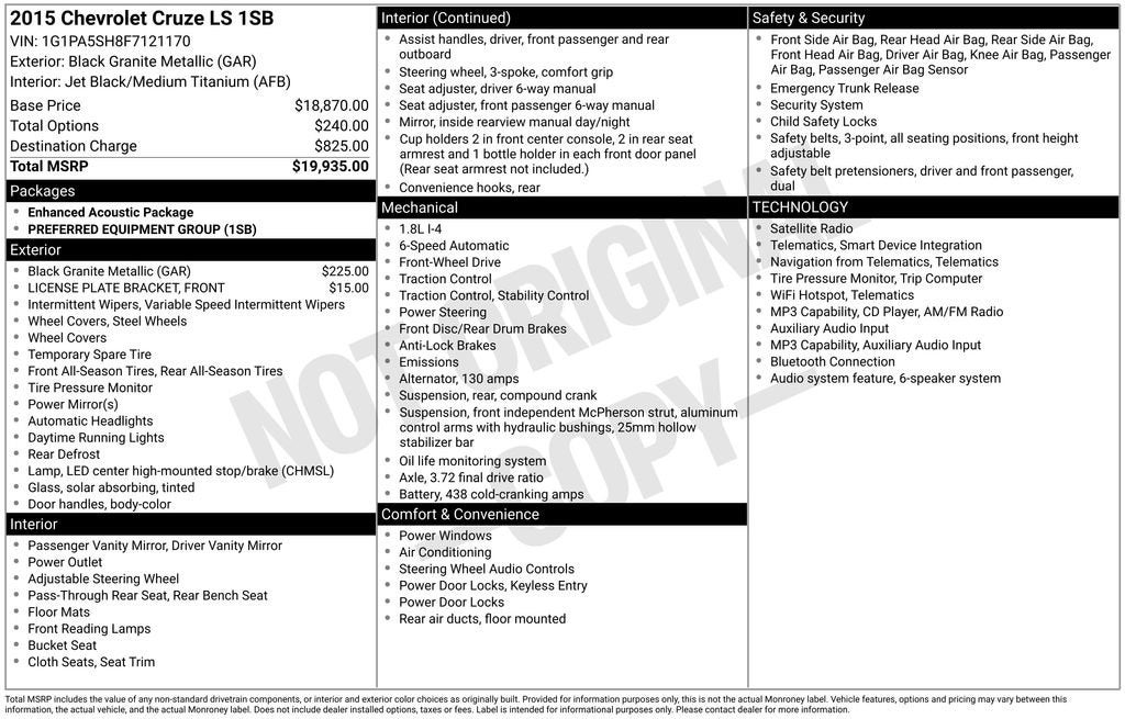 2015 Chevrolet Cruze LS