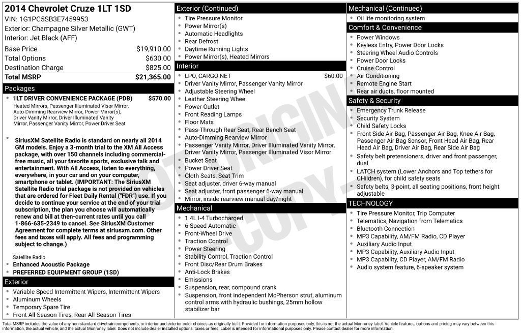 2014 Chevrolet Cruze 1LT