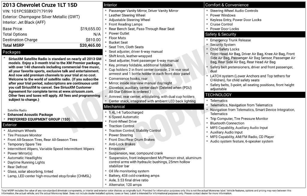 2013 Chevrolet Cruze 1LT