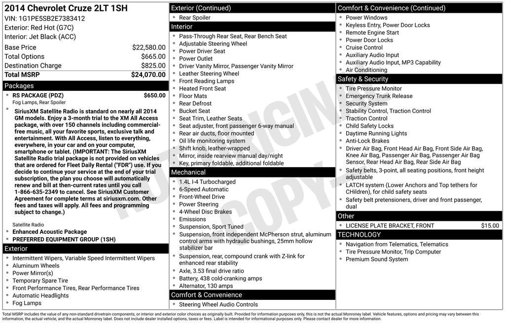 2014 Chevrolet Cruze 2LT