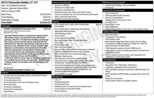 2012 Chevrolet Malibu LT w/1LT