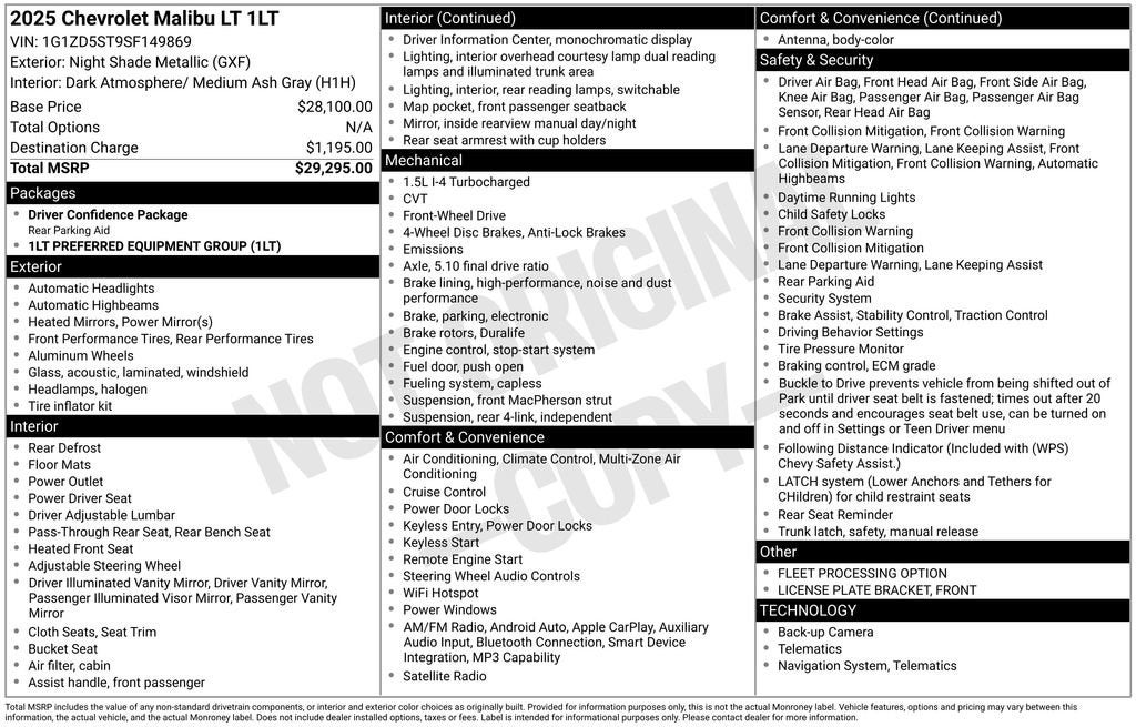 2025 Chevrolet Malibu 1LT