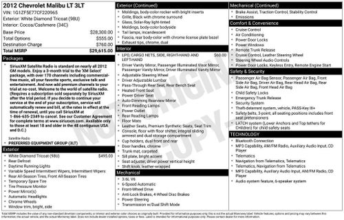 2012 Chevrolet Malibu LT w/3LT