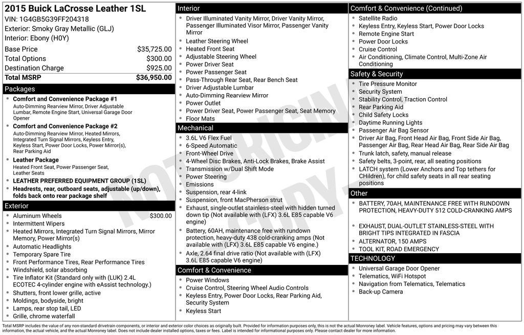 2015 Buick LaCrosse Leather