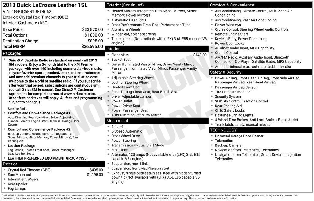 2013 Buick LaCrosse Leather