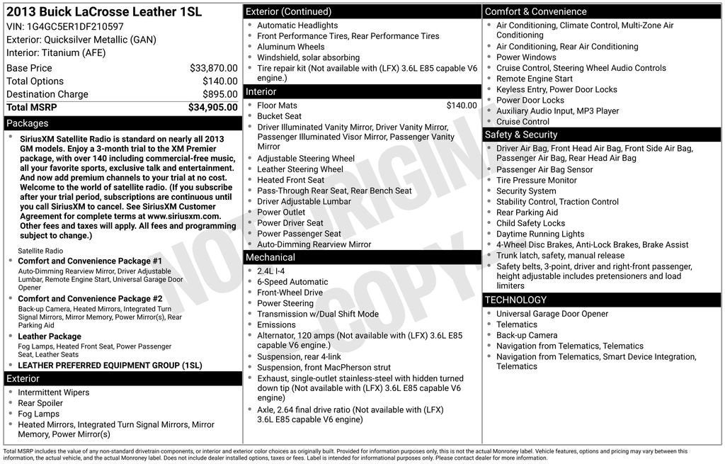 2013 Buick LaCrosse Leather