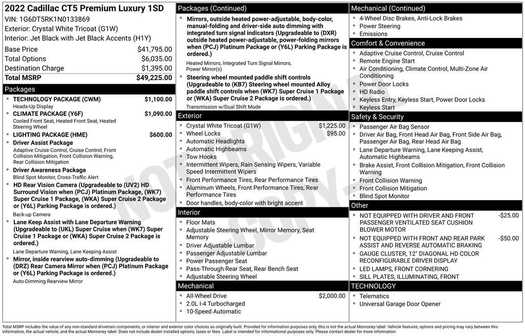 2022 Cadillac CT5 Premium Luxury