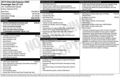 2019 Chevrolet Express Passenger 2500 LS