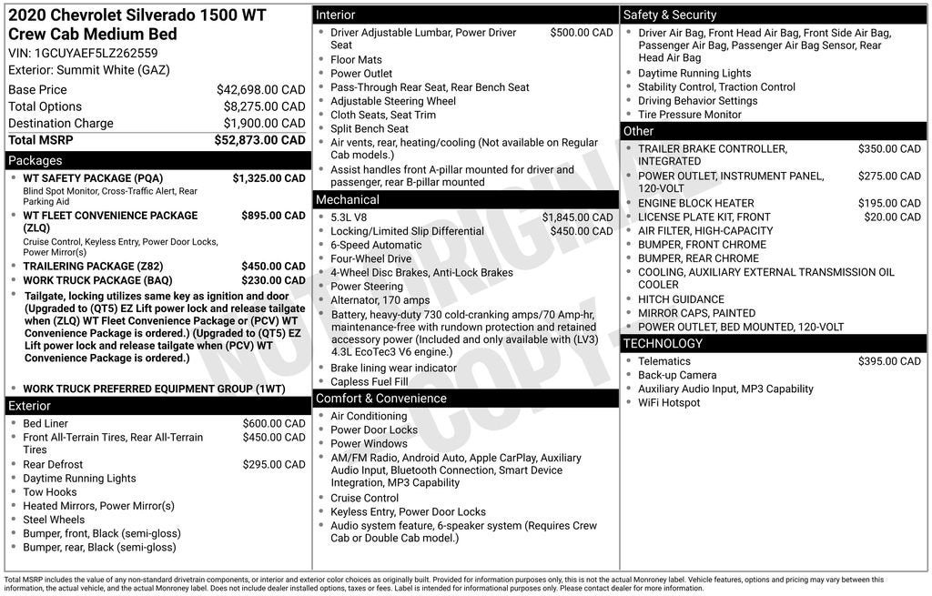 2020 Chevrolet Silverado 1500 Work Truck
