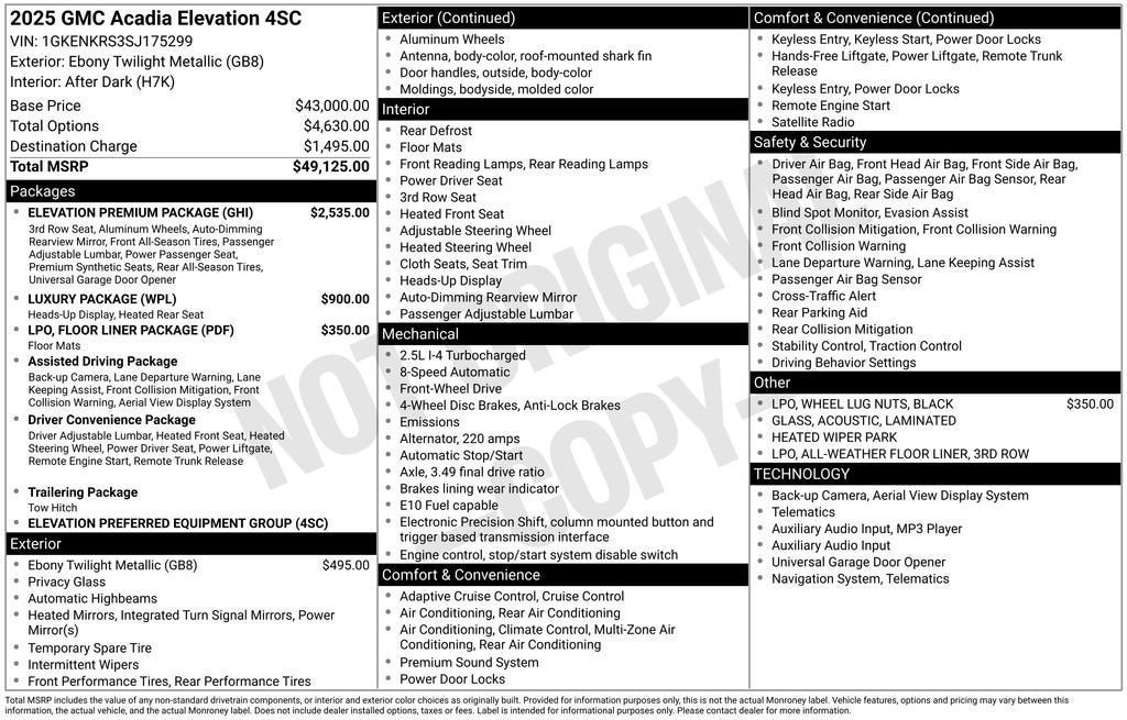 2025 GMC Acadia Elevation