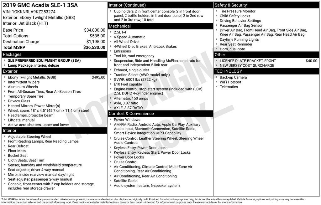 2019 GMC Acadia SLE