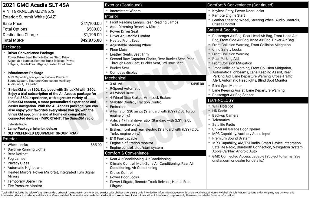 2021 GMC Acadia SLT