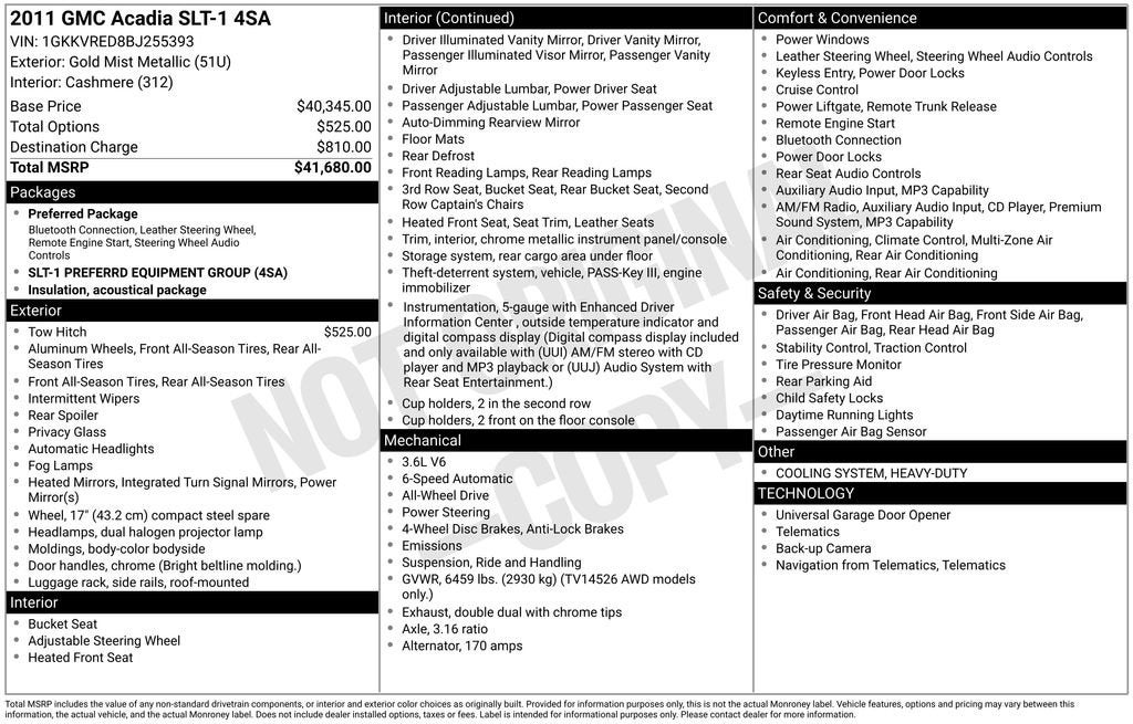 2011 GMC Acadia SLT1