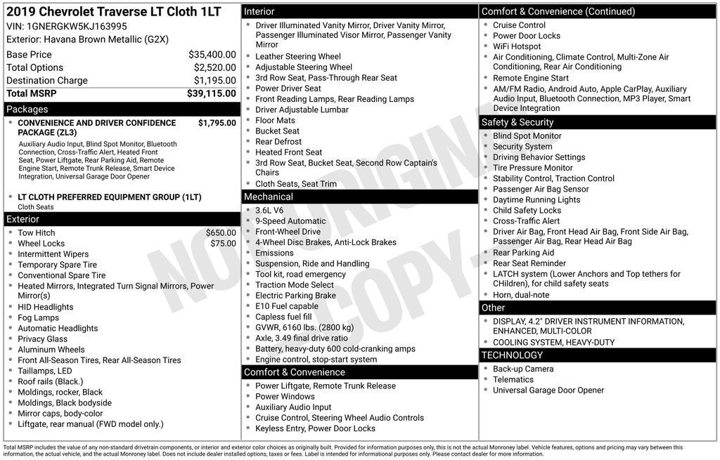 2019 Chevrolet Traverse LT Cloth