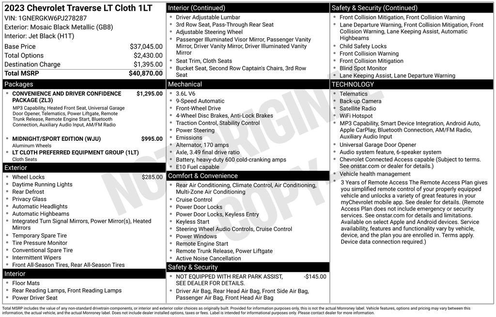 2023 Chevrolet Traverse LT Cloth