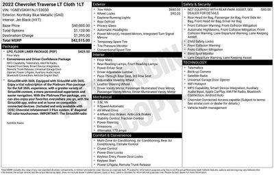 2022 Chevrolet Traverse LT Cloth