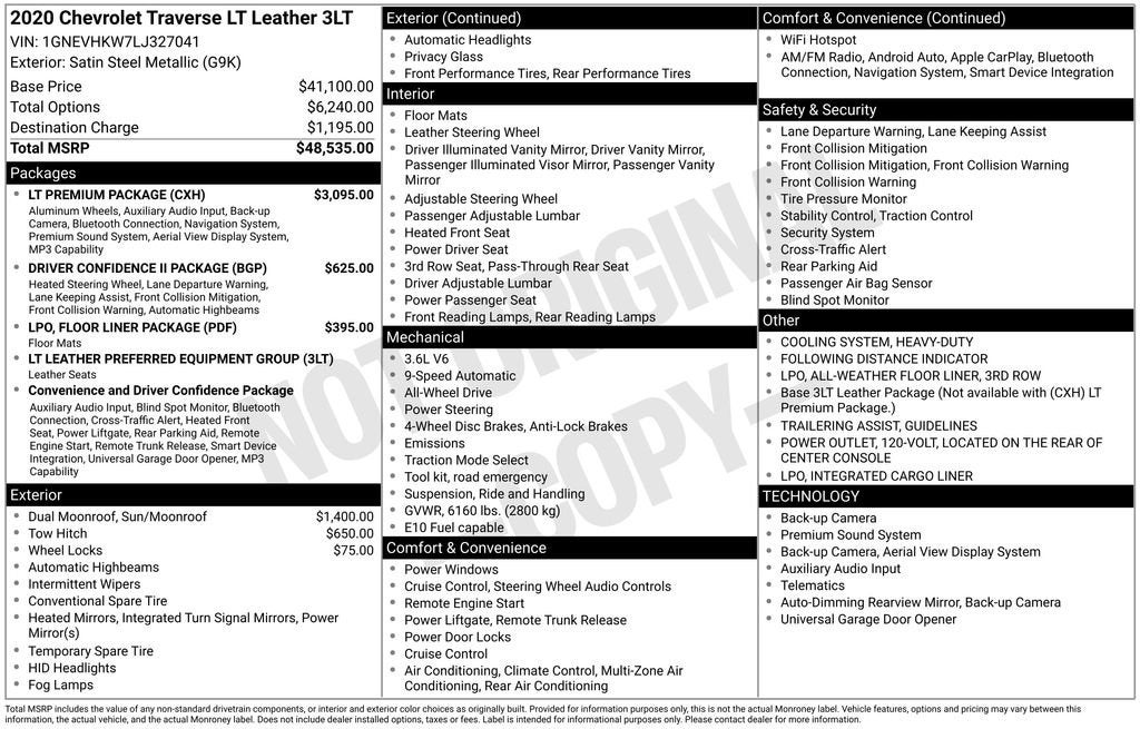 2020 Chevrolet Traverse LT Leather